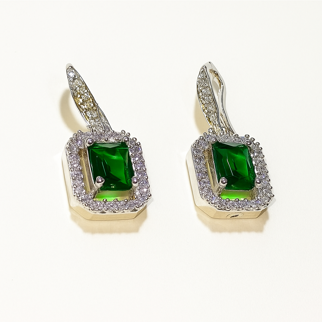 Crystal Alloy Green Earrings