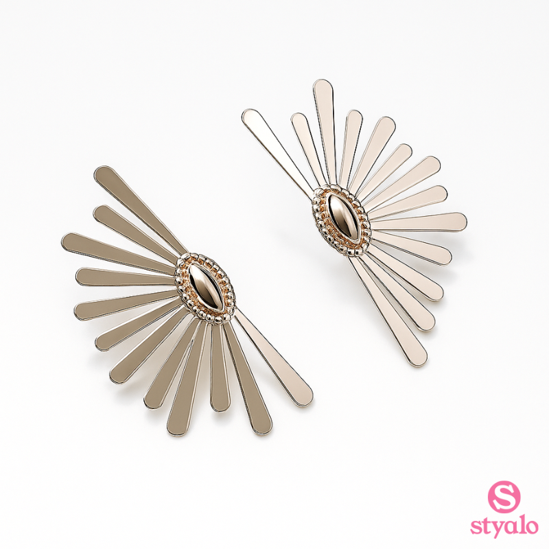 Golden Drape Statement Earrings