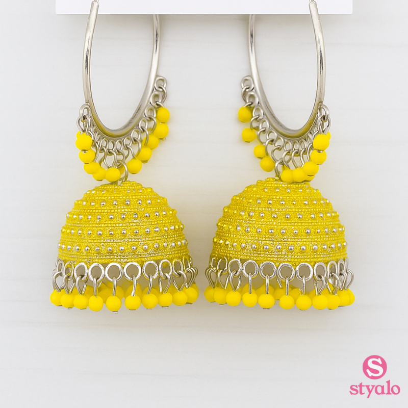 Sunshine Swirl Yellow Jhumkas Earrings
