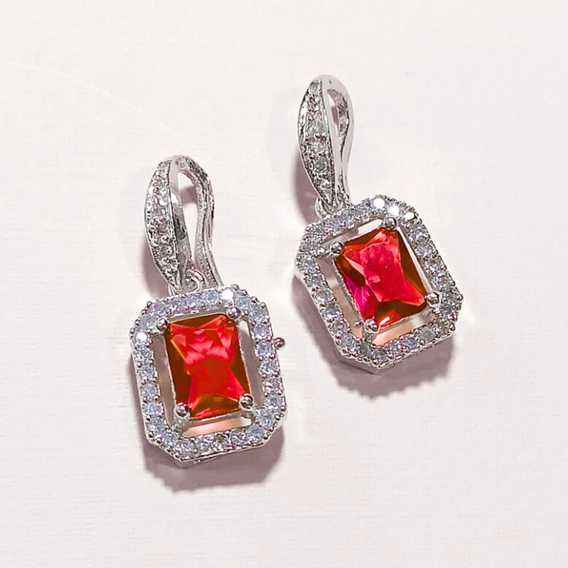 Crystal Alloy Red Earrings