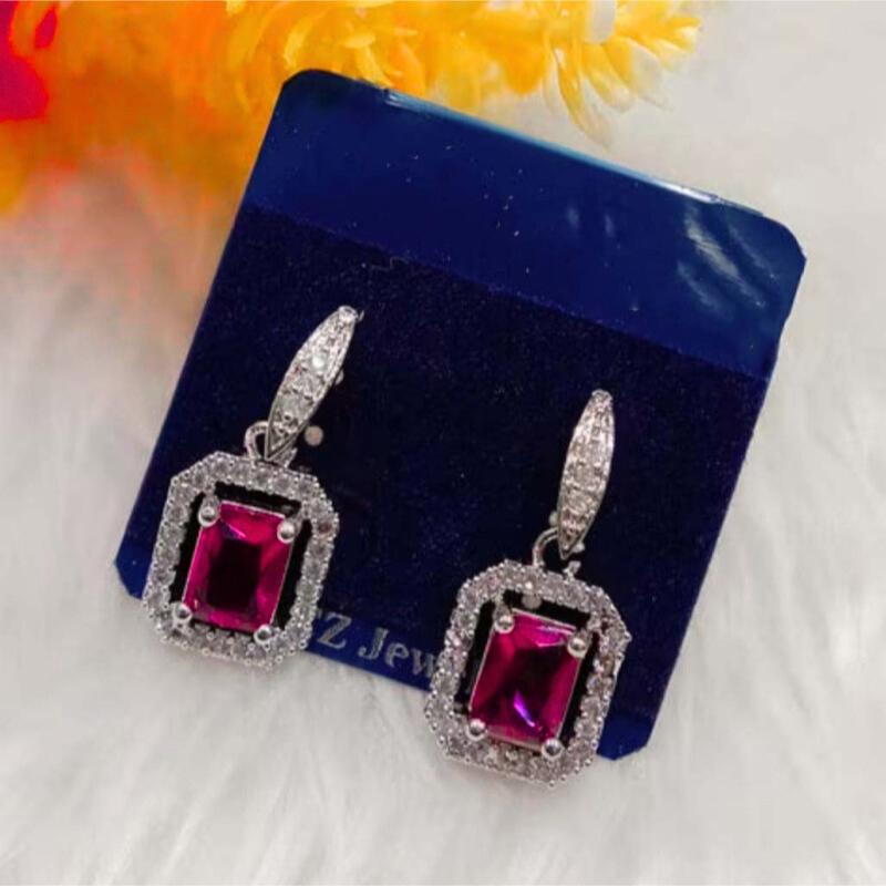 Crystal Alloy Red Earrings