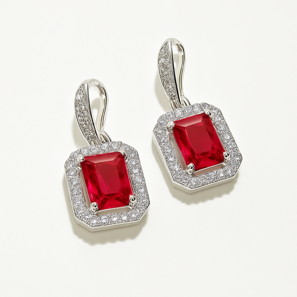 Crystal Alloy Red Earrings