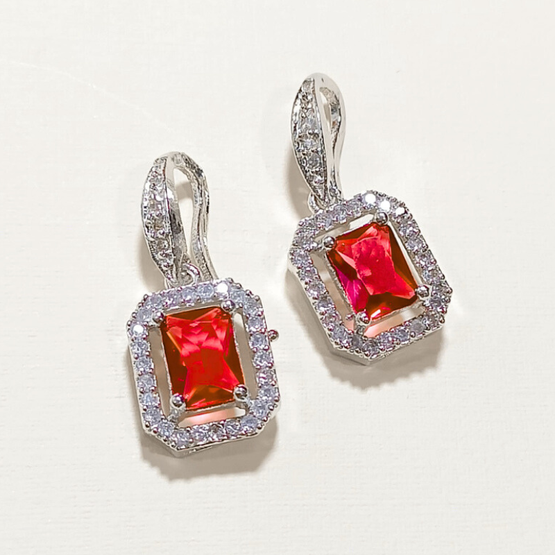 Crystal Alloy Red Earrings