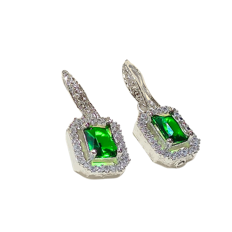 Crystal Alloy Green Earrings