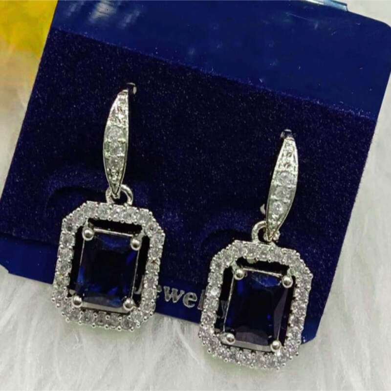 Crystal Alloy Blue Earrings