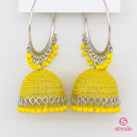 Sunshine Swirl Yellow Jhumkas Earrings
