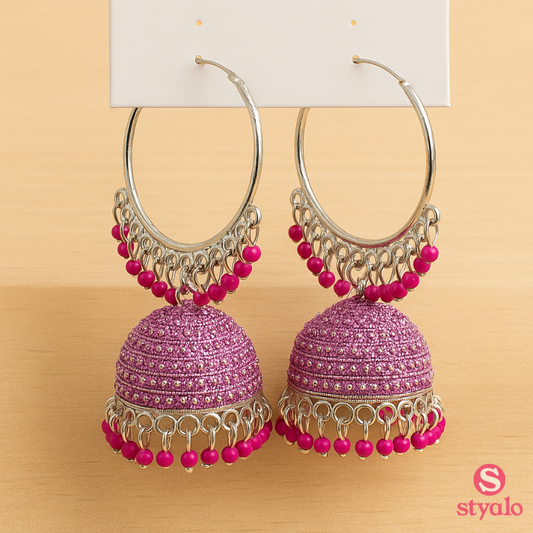 Sunshine Swirl Pink Jhumkas Earrings