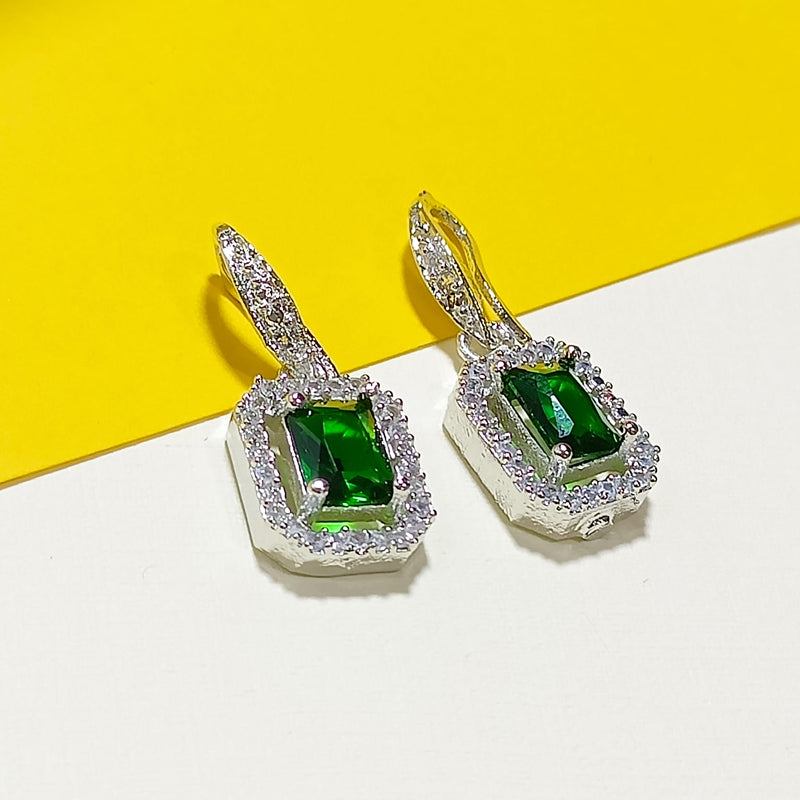 Crystal Alloy Green Earrings