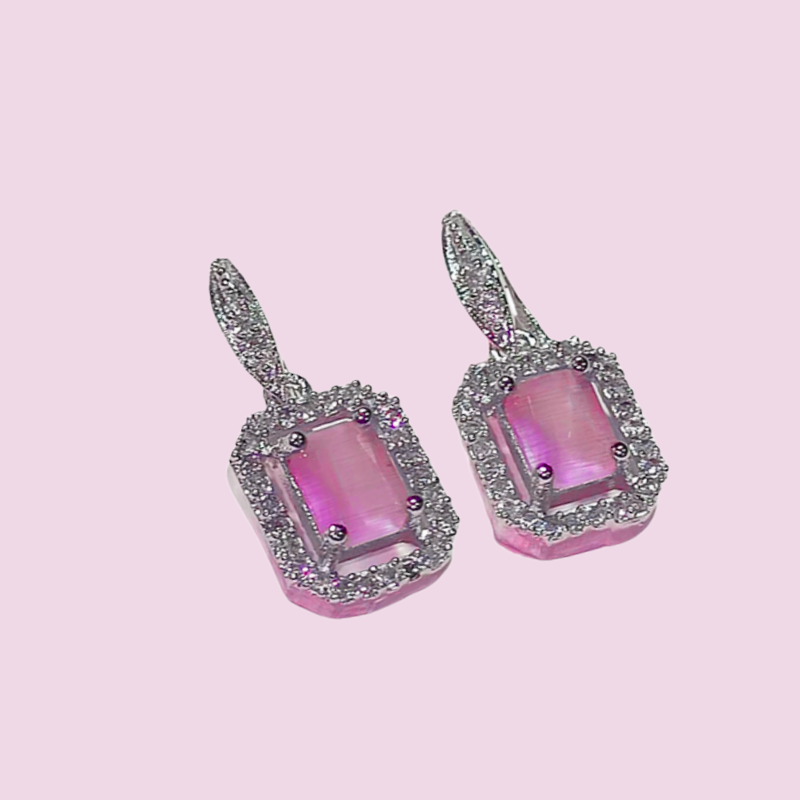 Crystal Alloy Pink Earrings
