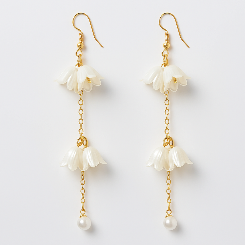 Lustrous Brass  Long Chain Earrings