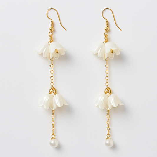 Lustrous Brass  Long Chain Earrings