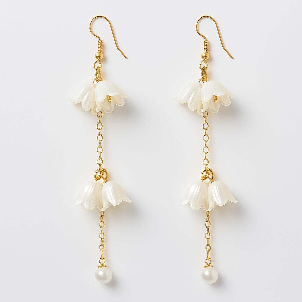 Lustrous Brass  Long Chain Earrings