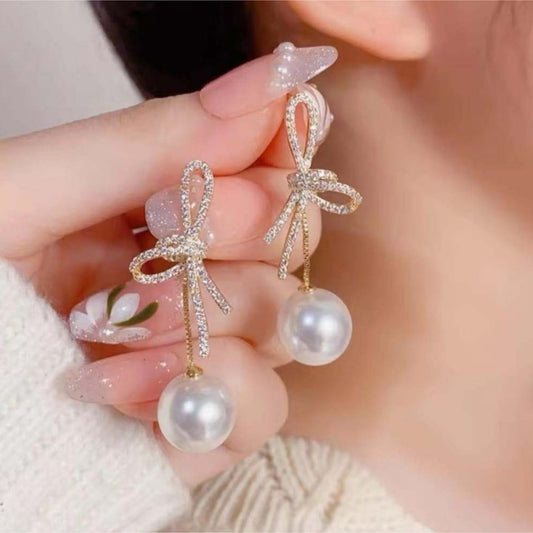 Pearl Bow Grace Earrings