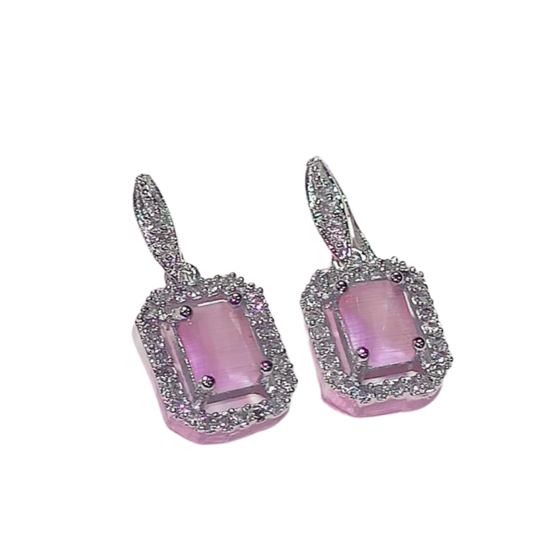 Crystal Alloy Pink Earrings