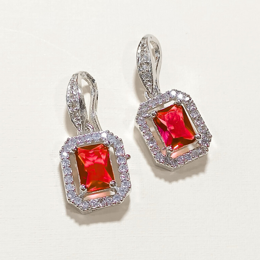 Crystal Alloy Red Earrings
